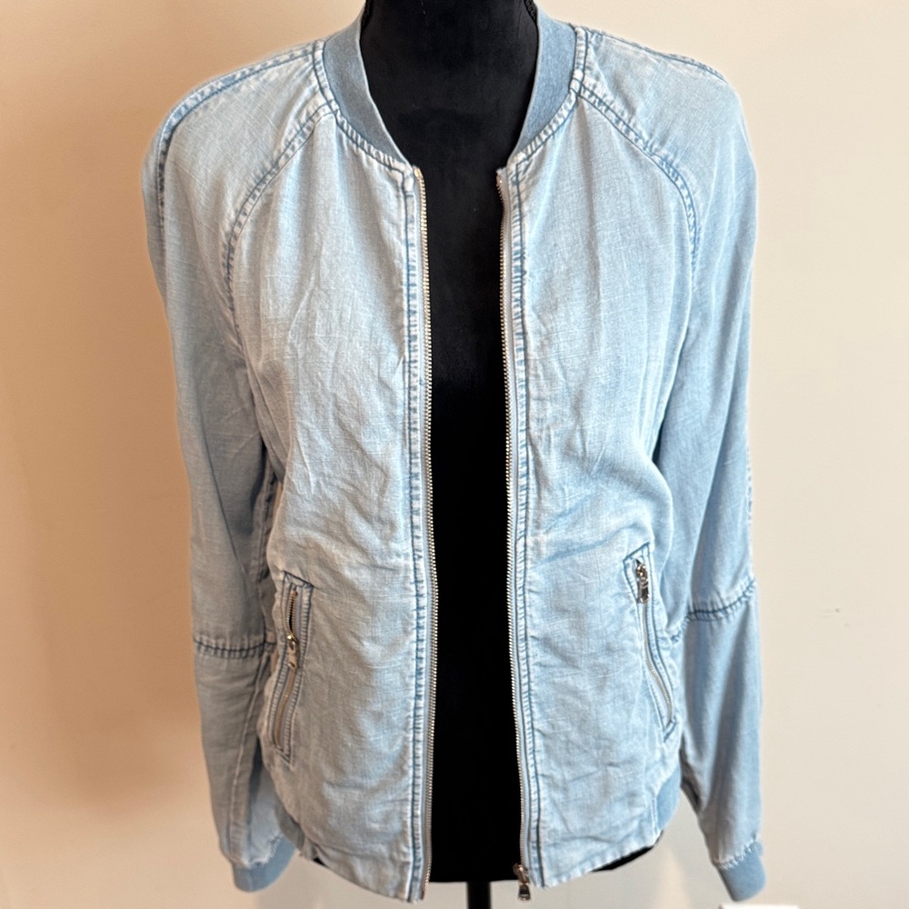 LOFT Light Blue Bomber Jacket - image 1